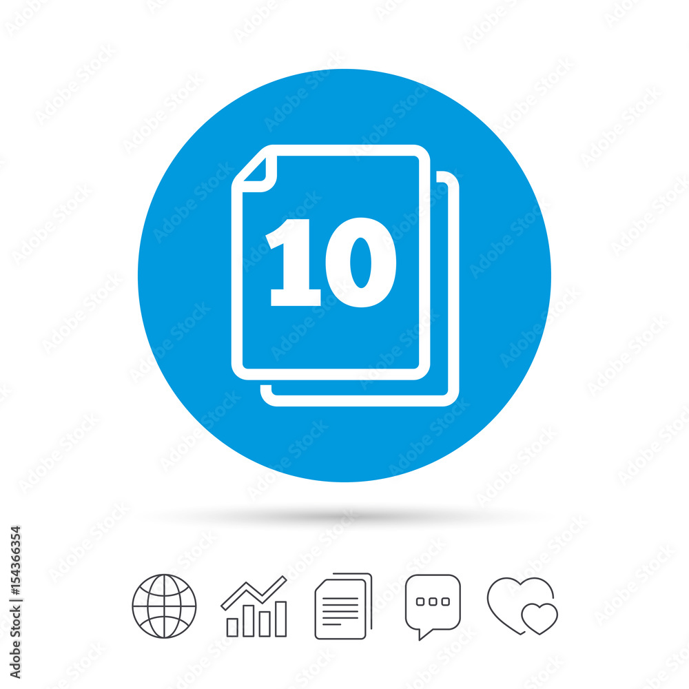 In pack 10 sheets sign icon. 10 papers symbol.