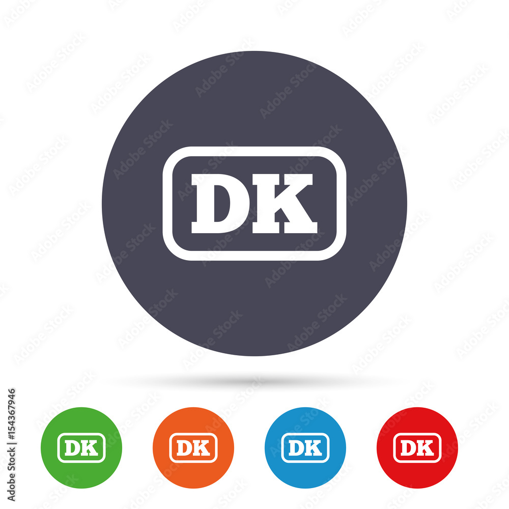 Denmark language sign icon. DK translation. Denmark language sign icon. DK translation.