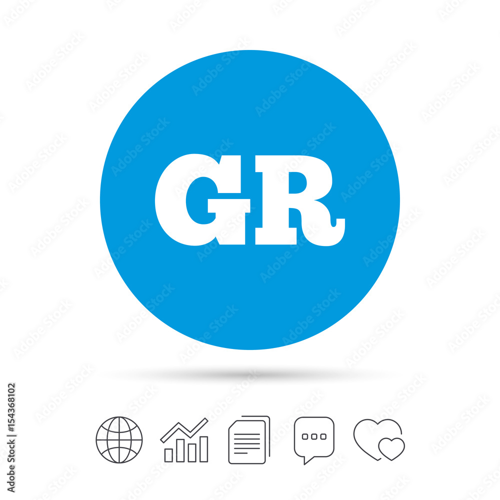 Greek language sign icon. GR Greece translation. Greek language sign icon. GR Greece translation.