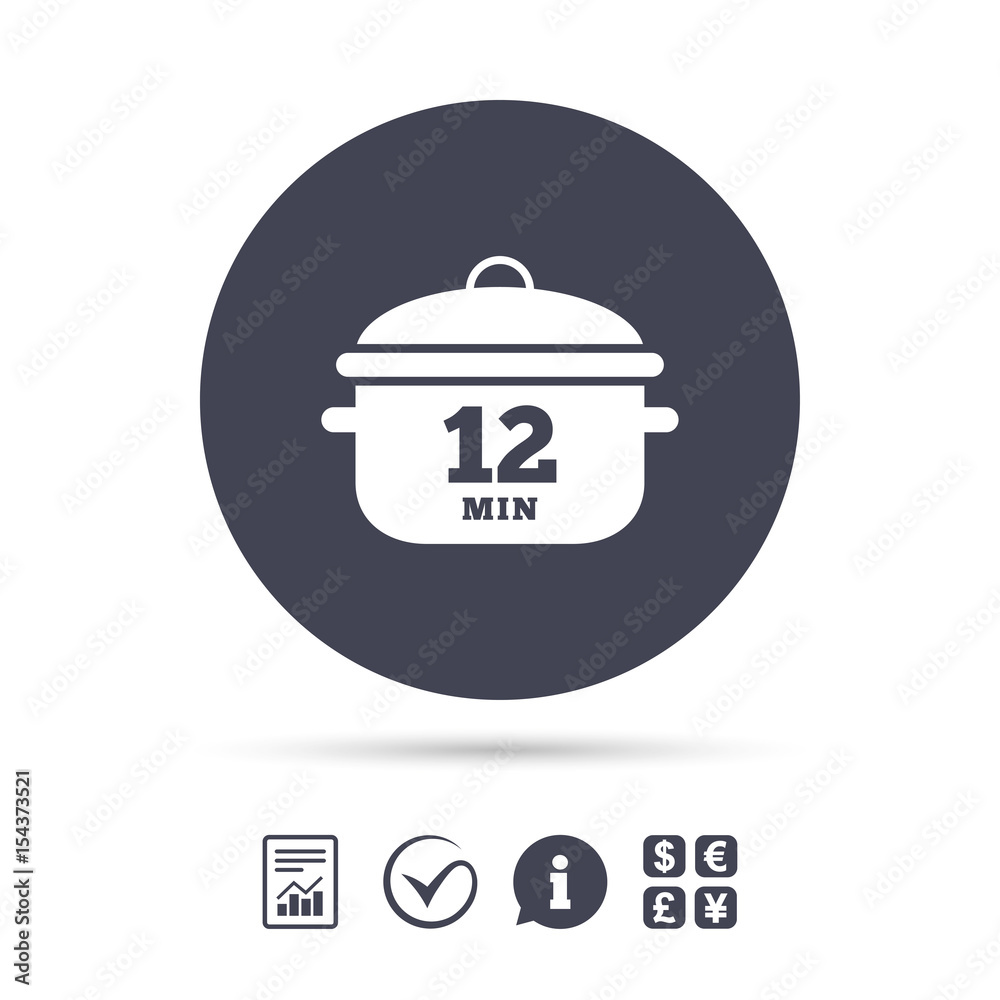 Boil 12 minutes. Cooking pan sign. Stew food. Boil 12 minutes. Cooking pan sign. Stew food.