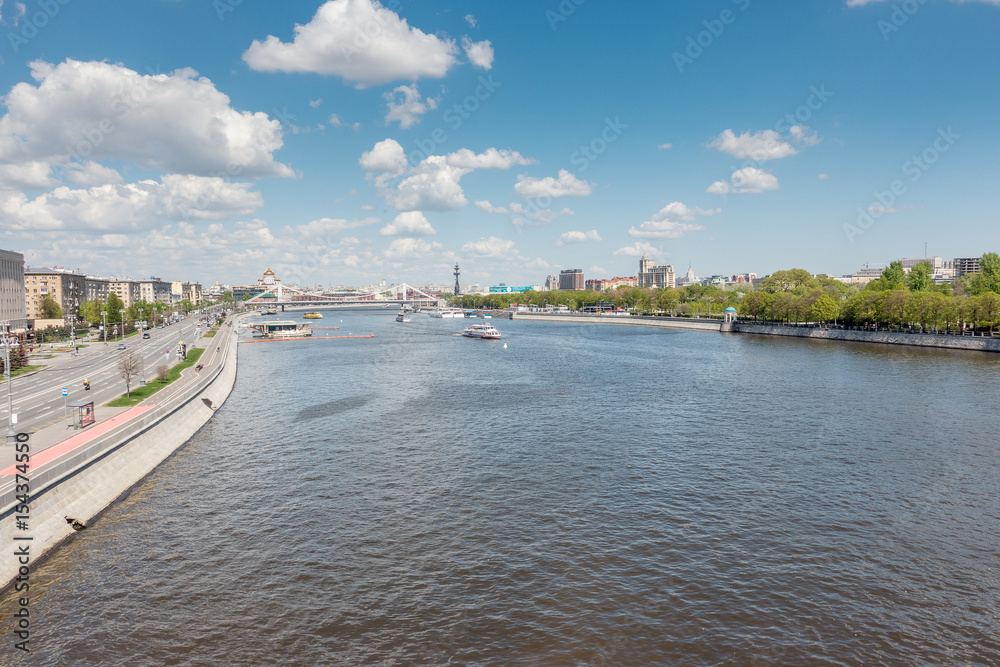View of the Crimean bridge across the Moscow River, from Novoandreevsky Bridge