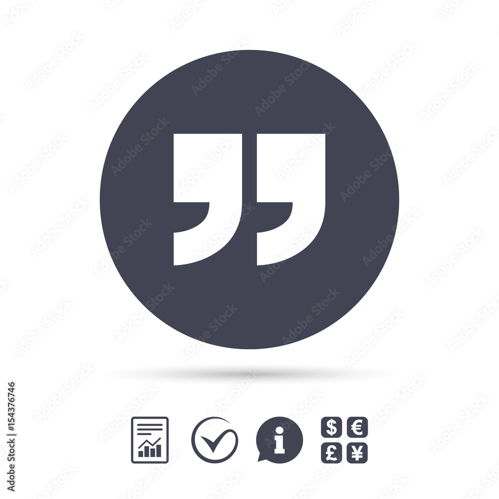 Quote sign icon. Quotation mark symbol. Quote sign icon. Quotation mark symbol.