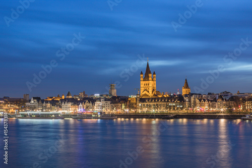 Great St. Martin Church And Tower Of City Hall Cologne In The Evening Blue Hour / Germany © Bjoern Bernhard