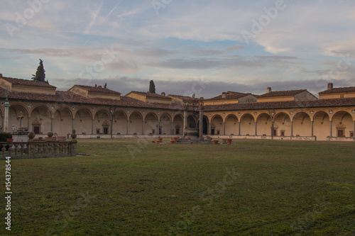 Large cloister of Florence Charterhouse church. Certosa di Galluzzo di Firenze. Italy. photo