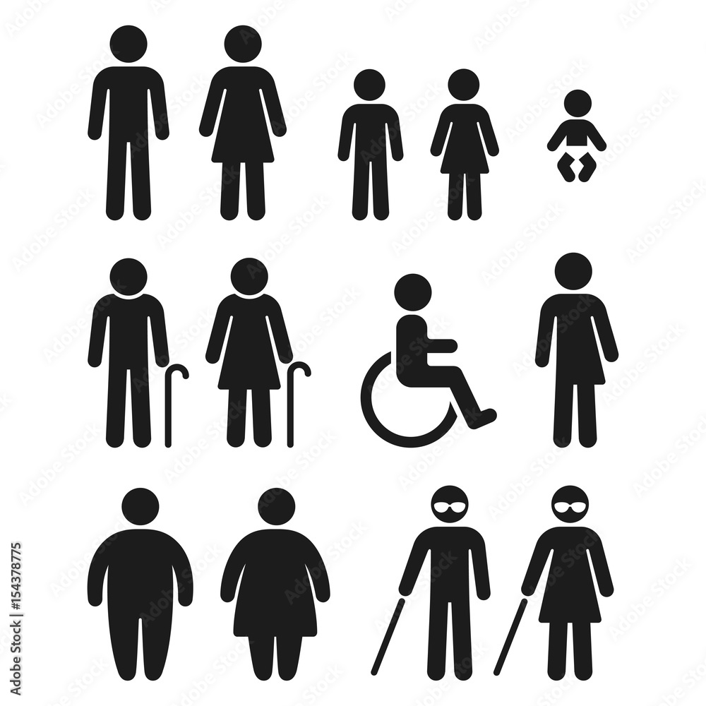 Bathroom and medical people symbols Bathroom and medical people symbols