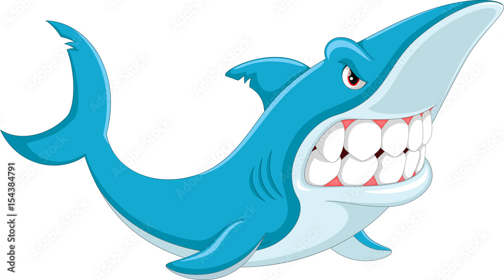 Obraz premium Vector illustration of angry shark cartoon 
