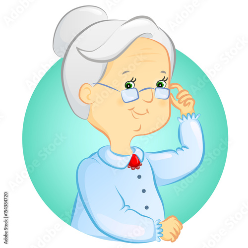 portrait of a cute grandmother with glasses