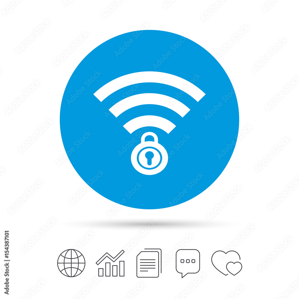 Wifi locked sign. Pass Wi-fi symbol. Wireless. Wifi locked sign. Pass Wi-fi symbol. Wireless.