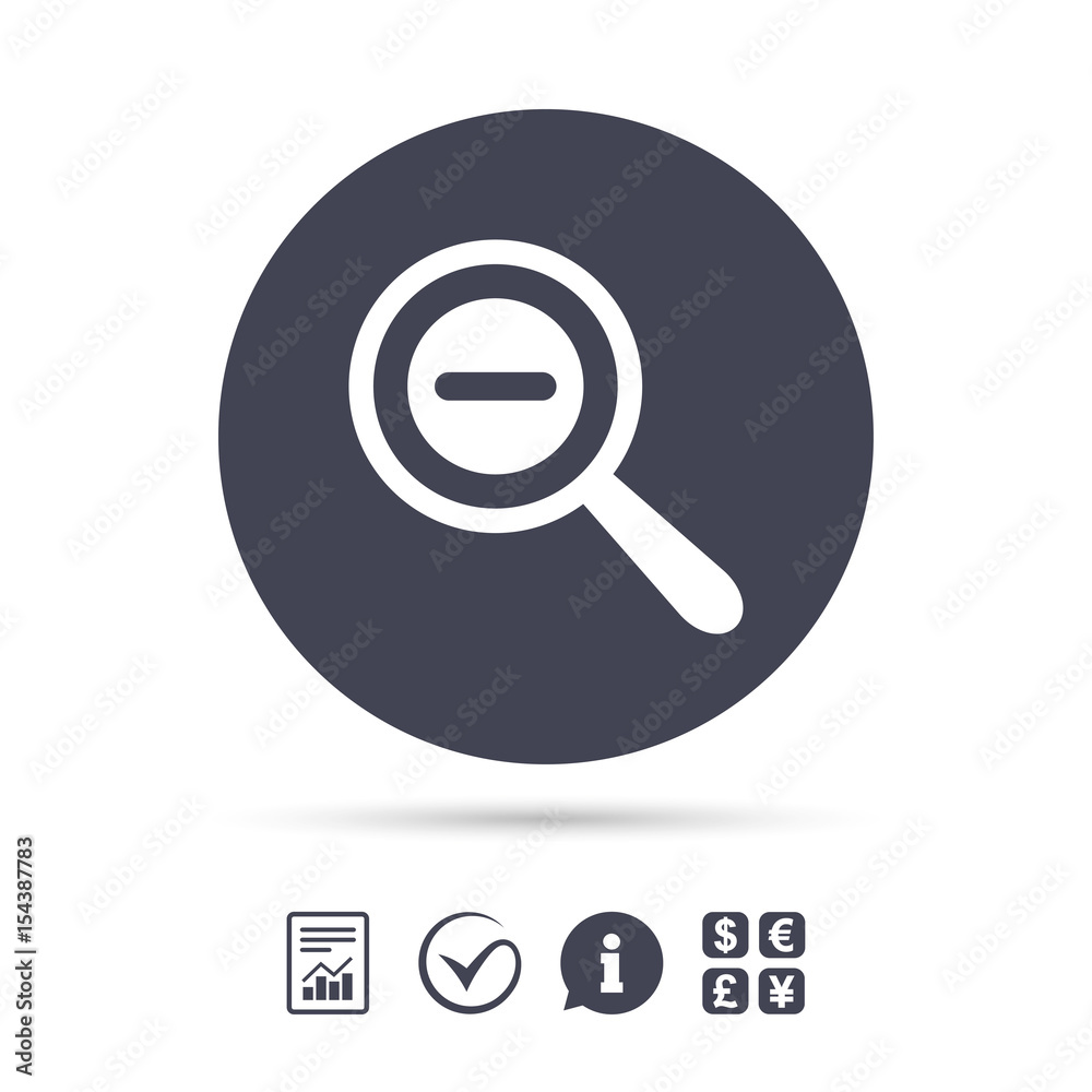 Magnifier glass sign icon. Zoom tool. Navigation. Magnifier glass sign icon. Zoom tool. Navigation.