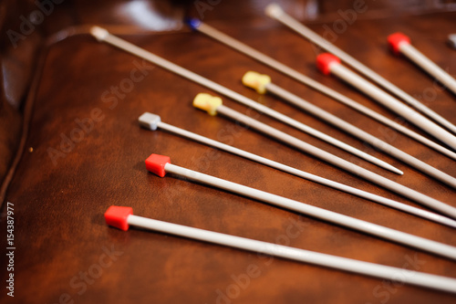 knitting wool and knitting needles, knitting equipment