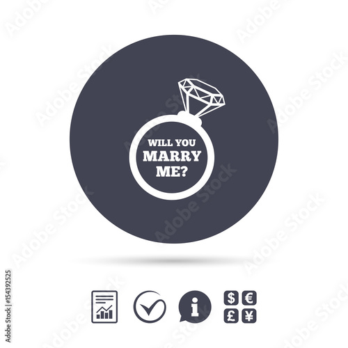 Marry me ring sign icon. Engagement symbol.