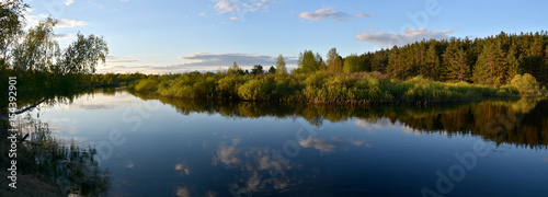 Panorama of the spring river.