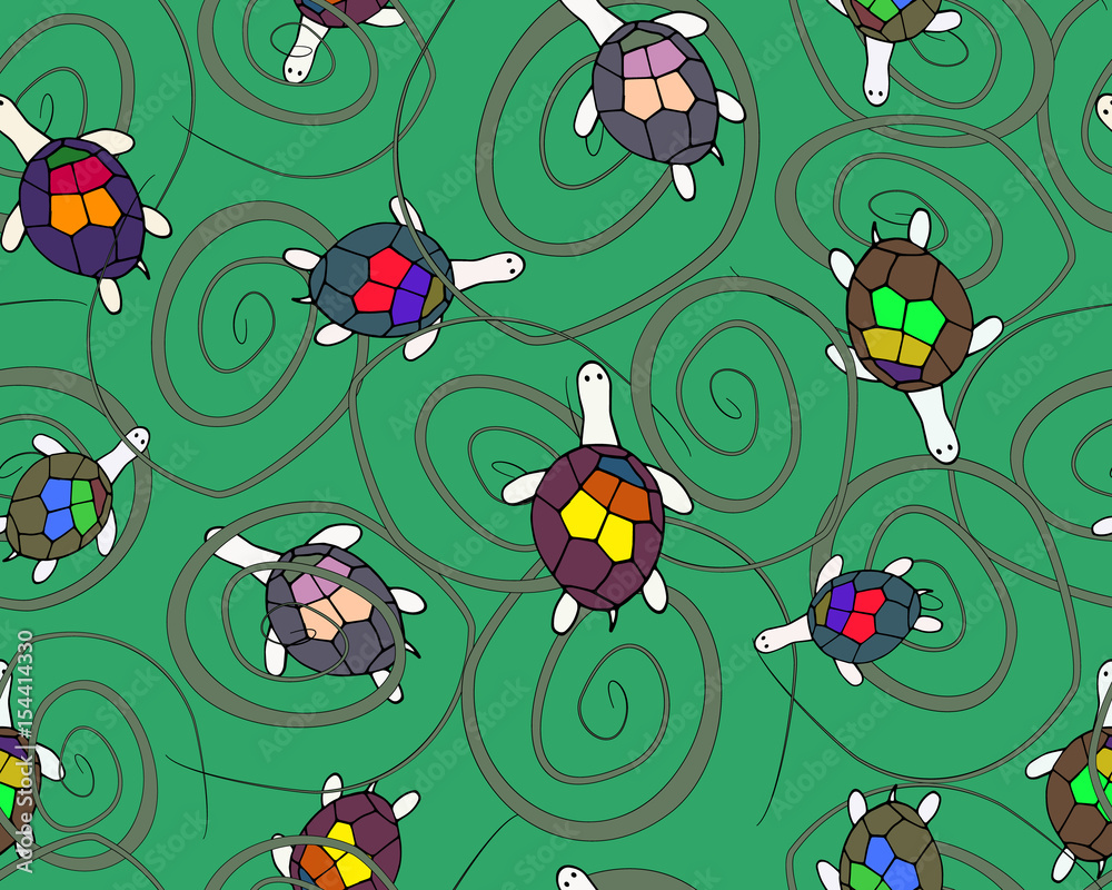 Seamless pattern for design surface Sea turtles. Seamless pattern for design surface Sea turtles.