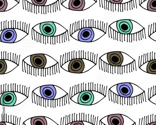Seamless pattern with eyes. Vector background.