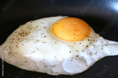 Egg Frying in a Black Frying Pan