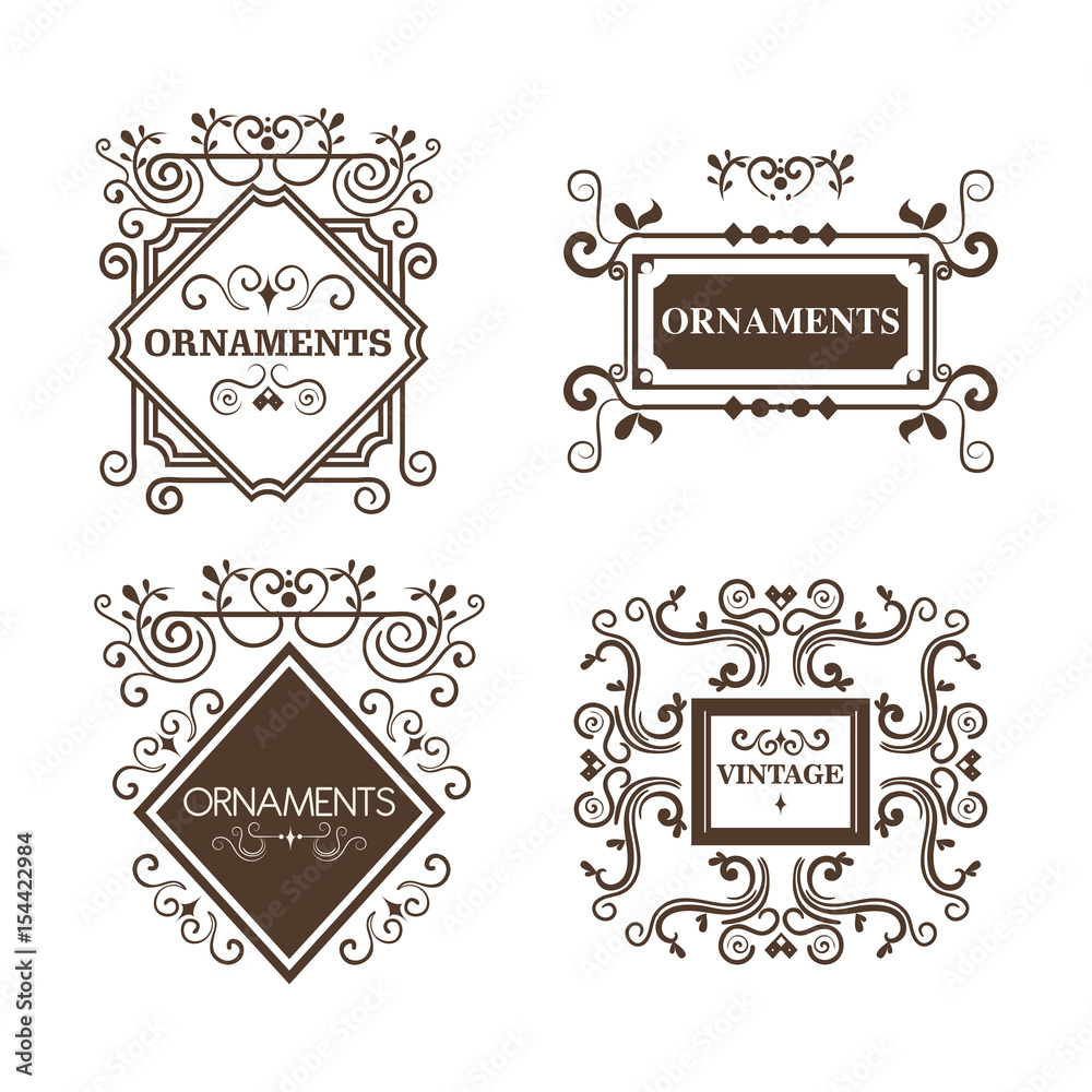Set of ornamental frames over white background. Vector illustration. Set of ornamental frames over white background. Vector illustration.