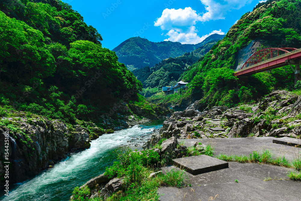 渓流と風景 日本 アジア