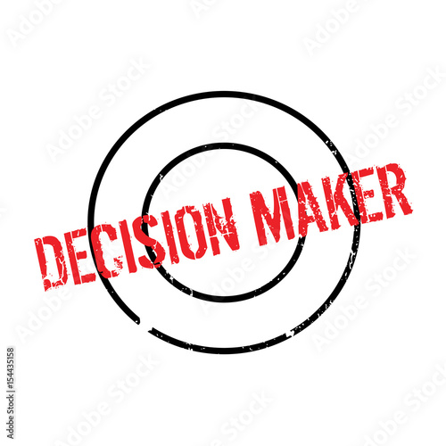 Decision Maker rubber stamp. Grunge design with dust scratches. Effects can be easily removed for a clean, crisp look. Color is easily changed.
