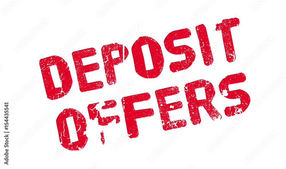 Deposit Offers rubber stamp. Grunge design with dust scratches. Effects can be easily removed for a clean, crisp look. Color is easily changed. Deposit Offers rubber stamp. Grunge design with dust scratches. Effects can be easily removed for a clean, crisp look. Color is easily changed.