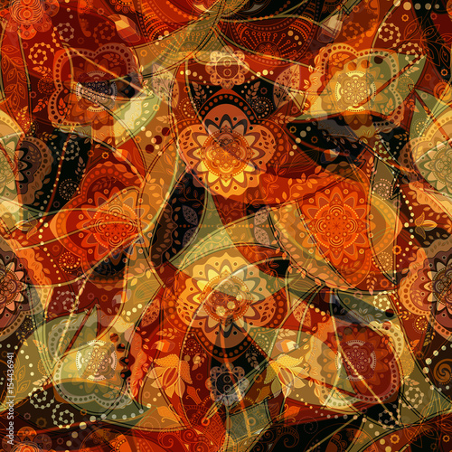 Fototapeta Naklejka Na Ścianę i Meble -  Bright seamless floral background, floral pattern. Colorful ornamental backdrop