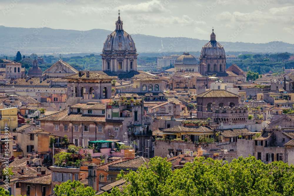 Rome skyline cityscape as see from Castle San Angelo