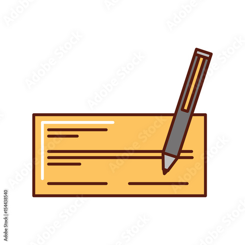 check bank with pen icon vector illustration design