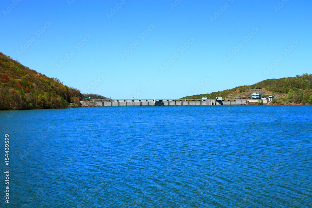 Asari dam and the lake Otarunai of fresh green hokkaido

