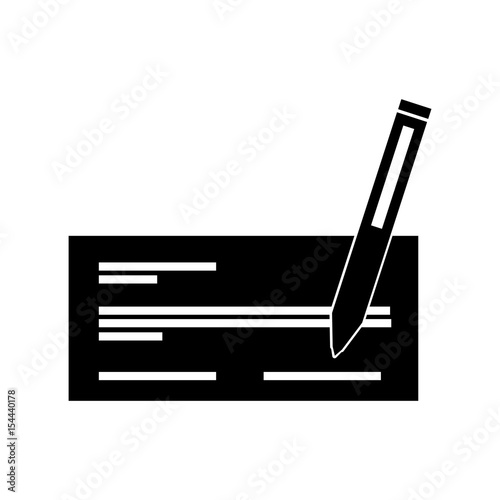 check bank with pen icon vector illustration design