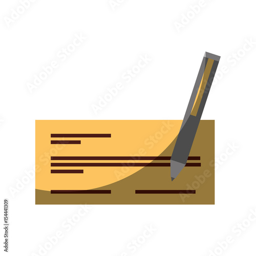 check bank with pen icon vector illustration design