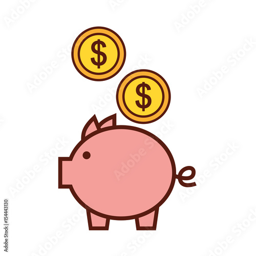 piggy savings with coins vector illustration design