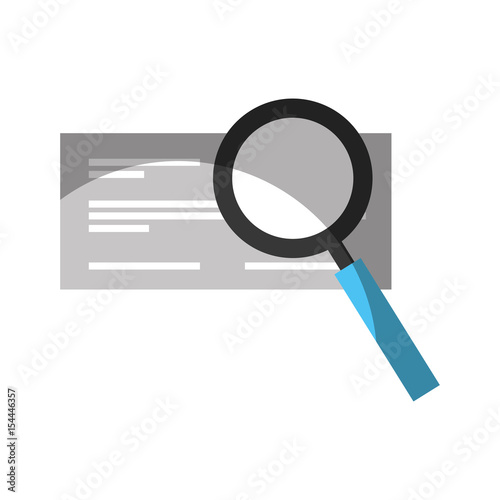 check bank with magnifying glass vector illustration design