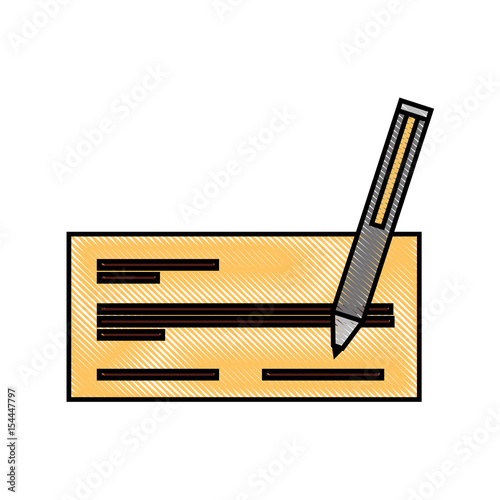 check bank with pen icon vector illustration design
