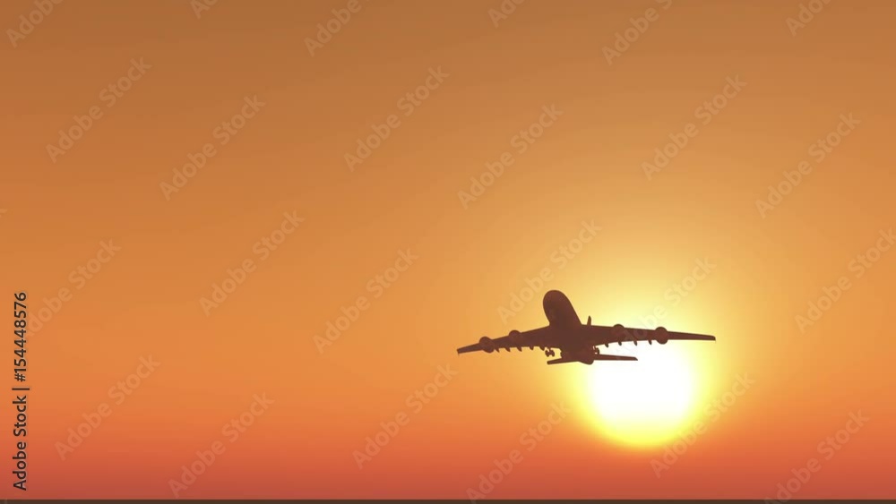 4k airplane flying over head at sunset or sunrise. 4k airplane flying over head at sunset or sunrise.