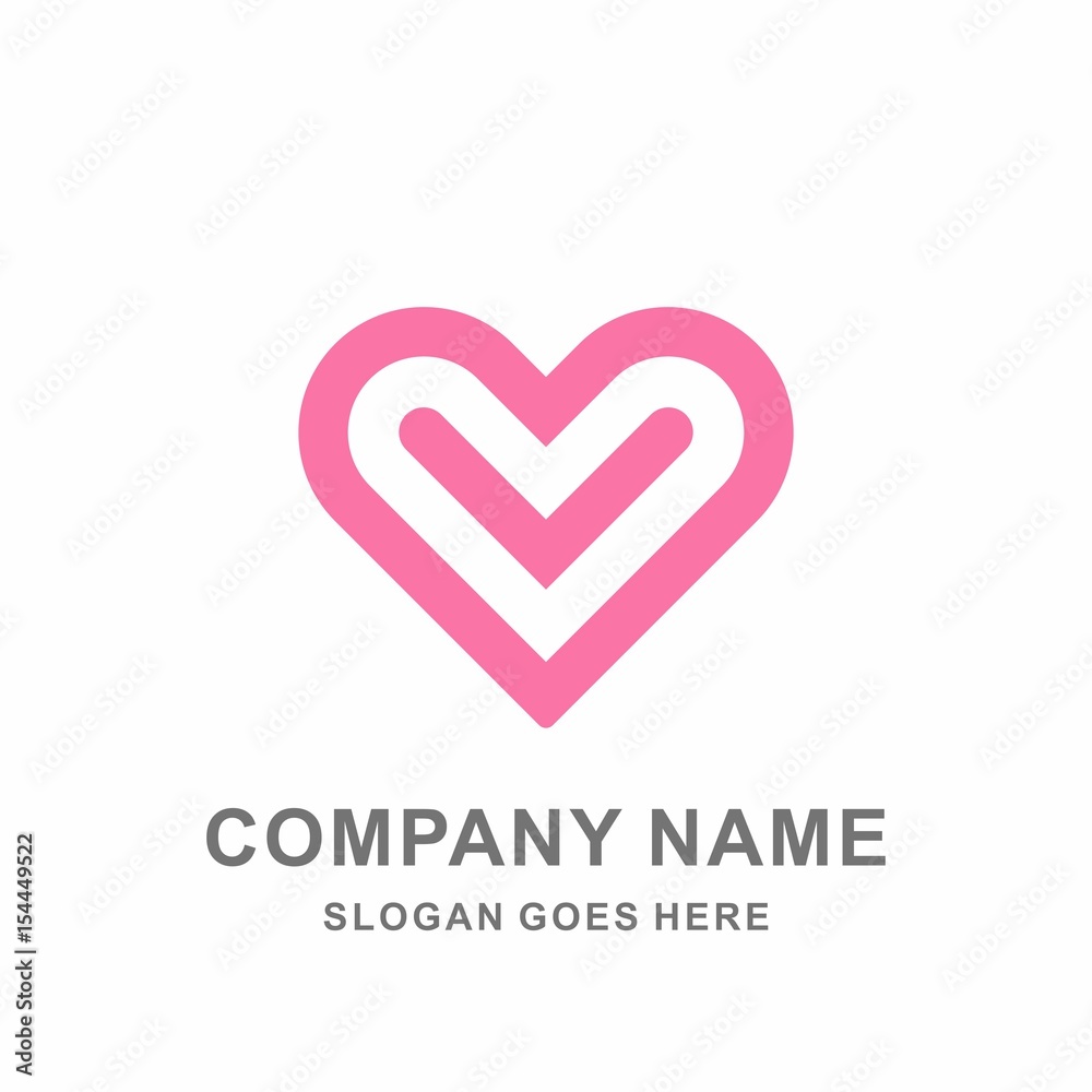 Heart Love Strips Luxury Beauty Jewelry Fashion Accessories Business Company Stock Vector Logo Design Template 