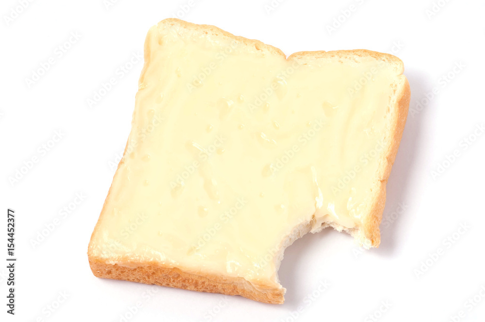 bread with bite on white background