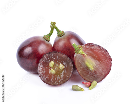 Red grapes white background