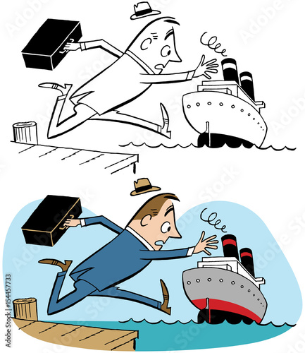 A man is late and missed the boat