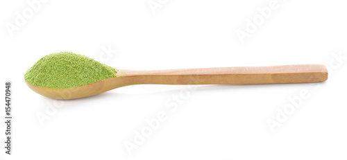 powder green tea isolated on white background