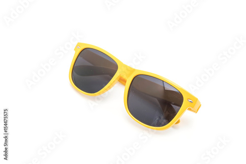 yellow sunglasses on white background