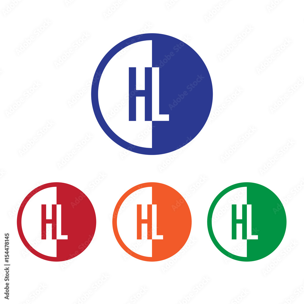 HL initial circle half logo blue,red,orange and green color