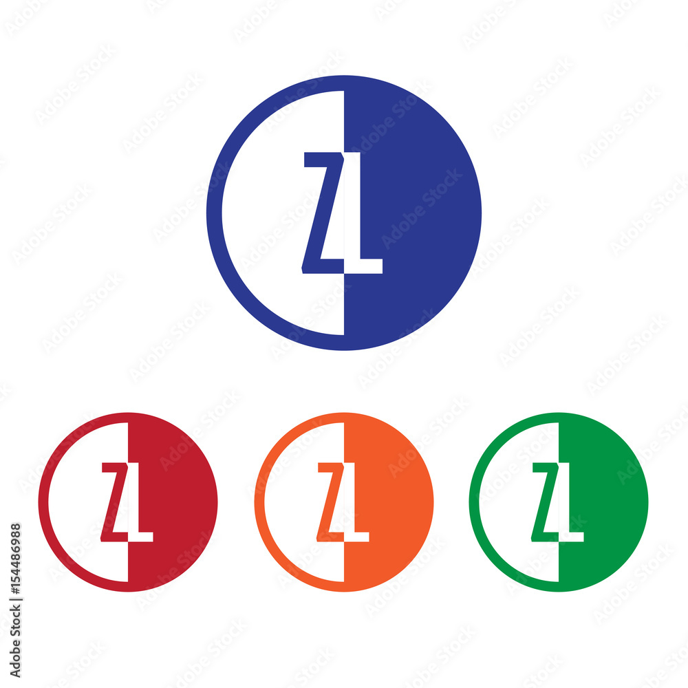 ZL initial circle half logo blue,red,orange and green color ZL initial circle half logo blue,red,orange and green color