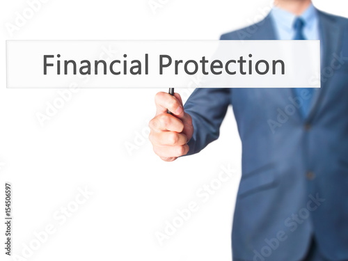 Financial Protection - Businessman hand holding sign