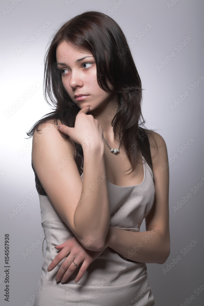 Fashion girl posing in studio