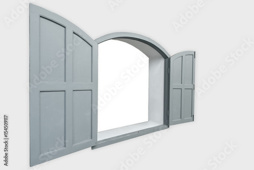 Classic grey window are open on white background