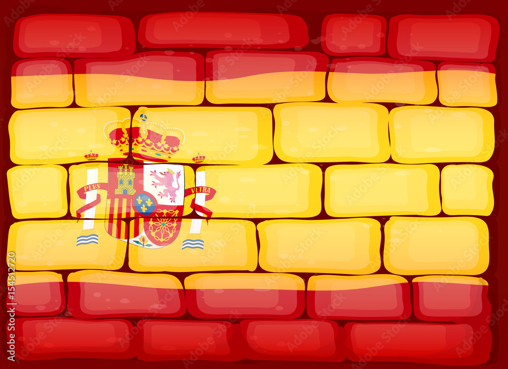 Flag of Spain painted on the wall