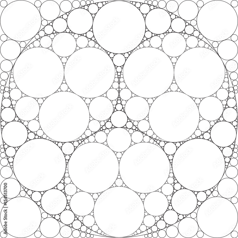 Naklejka premium Circular Fractal. Apollonian Gasket Fractal. Abstract Vector Background.