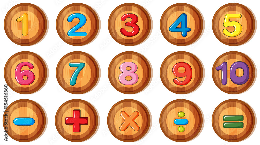 Font design for numbers and signs on round badges Font design for numbers and signs on round badges