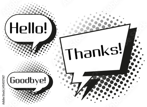 Expression words on speech bubbles