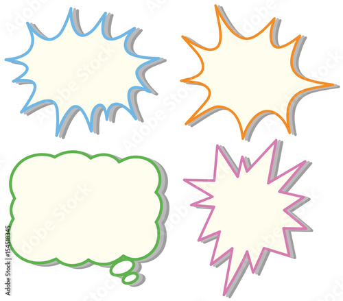 Four colorful speech bubble templates