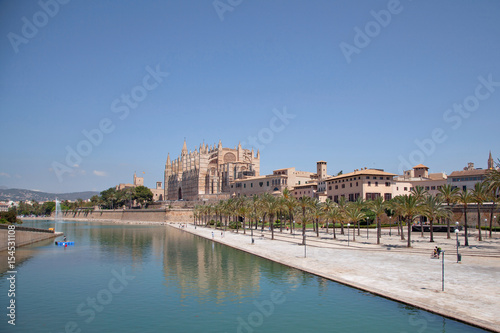 Beautiful promenade near the Cathedral in Palma de Majorca for walking and relaxing